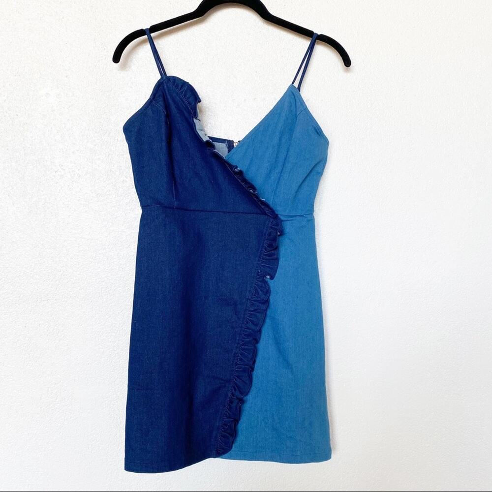essue Two Tone Spaghetti Strap Ruffle Detail Dress Size Small